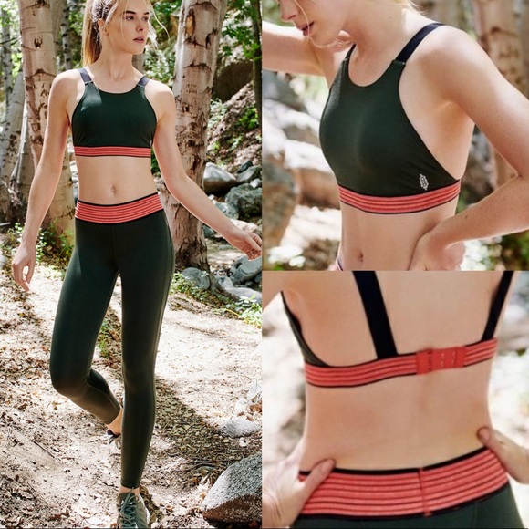 Free People Tops - Free People Perfect Practice Macrame Sports Bra Midnight Army NWT Stripes